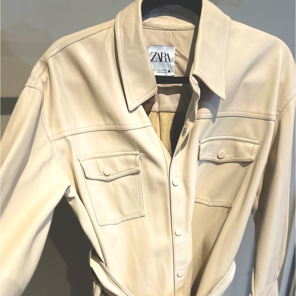 ZARA Faux Leather Shirt w/ belt